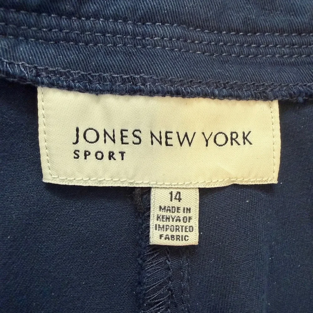 Jones New York Sport‎ Navy Blue Cotton Vintage Capri Pants Drawstring Crop Wide